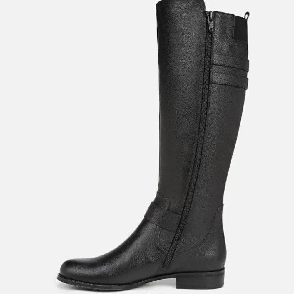Naturalizer Jessie Leather Riding Boots Black Size 6 Wide Calf NIB $225